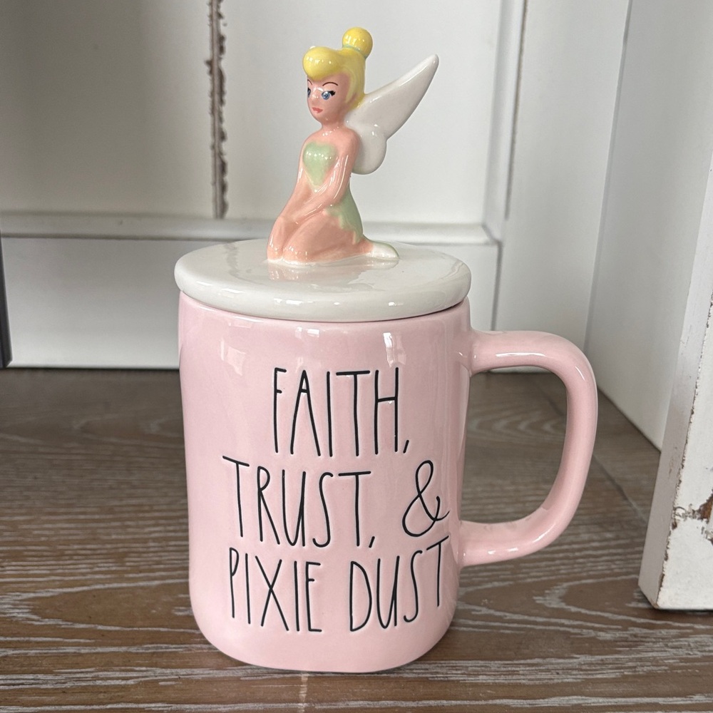 Rae Dunn Pink Tinkerbelle Mug with Topper